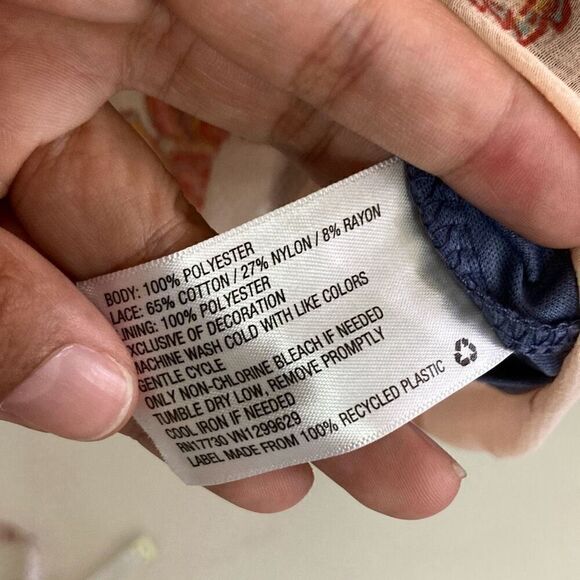 Boho Peasant Style Tunic Top Blouse Blue size Medium - Picture 3 of 4